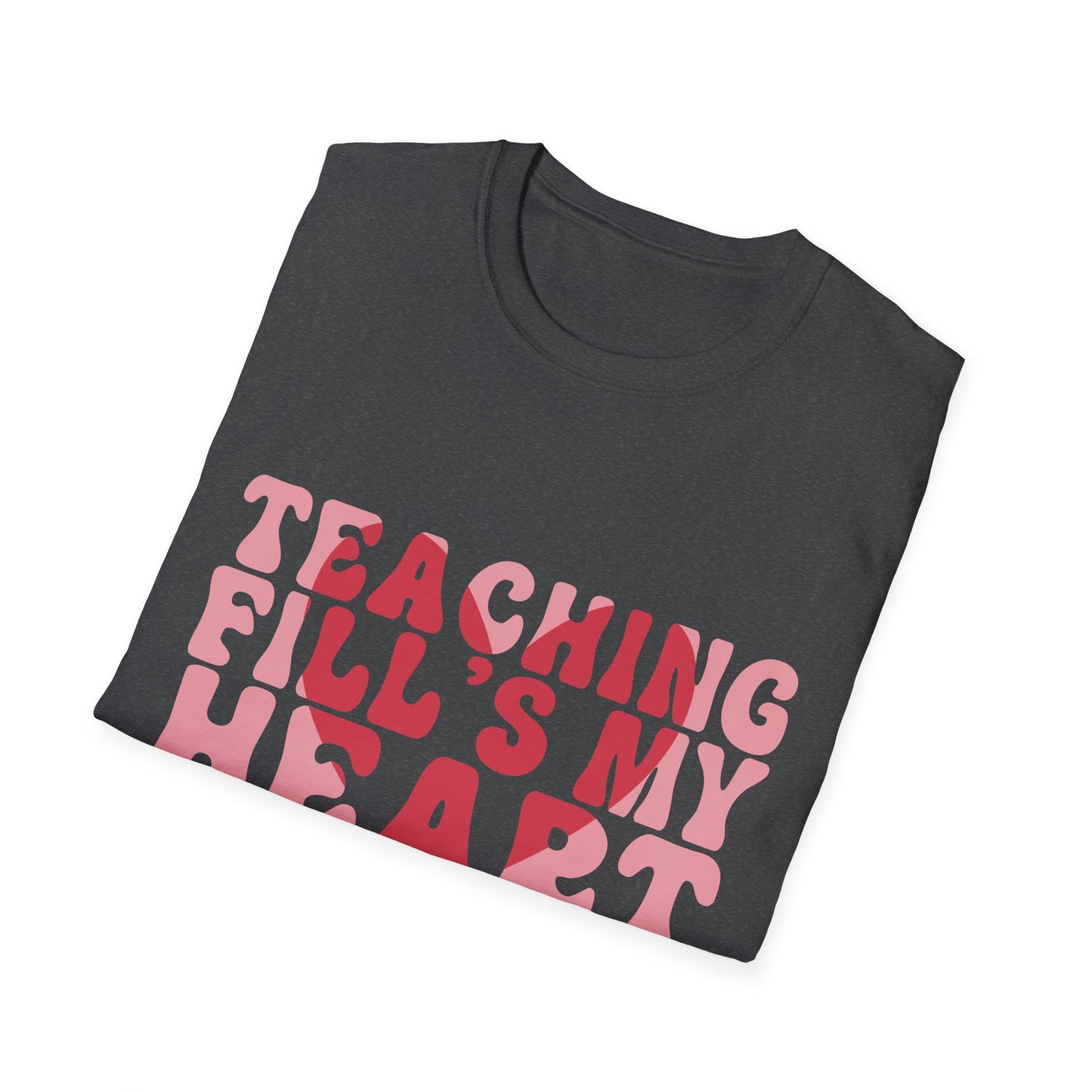 Inspiring Teacher T-Shirt: 'Teaching Fill's My Heart' Groovy Retro Educator Appreciation Tee - Perfect Gift!
