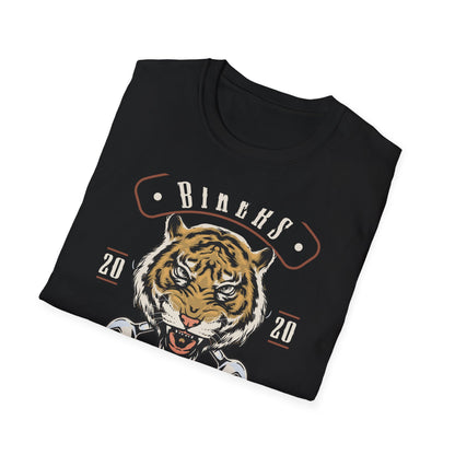 Epic Roaring Tiger Biker T-Shirt - Motorcycle Mechanic Wrench Tee - "Bikers For Life" Vintage Design Gift