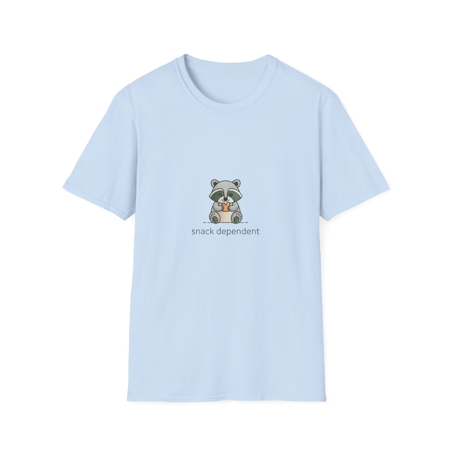 Snack Dependent Raccoon T-Shirt | Adorable Funny Foodie Animal Lover Tee | Cozy & Unique Gift Idea