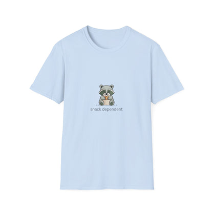 Snack Dependent Raccoon T-Shirt | Adorable Funny Foodie Animal Lover Tee | Cozy & Unique Gift Idea