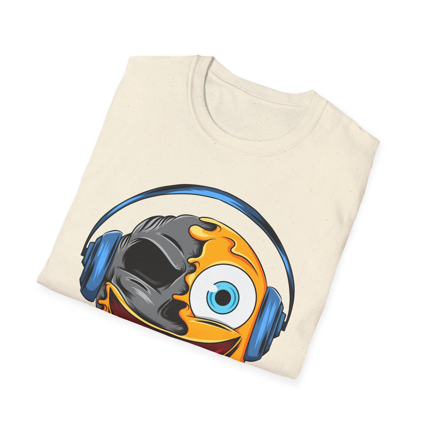 Mind-Blowing Melting Emoji Skull Headphones T-Shirt - Awesome Music Lover DJ Rave Tee