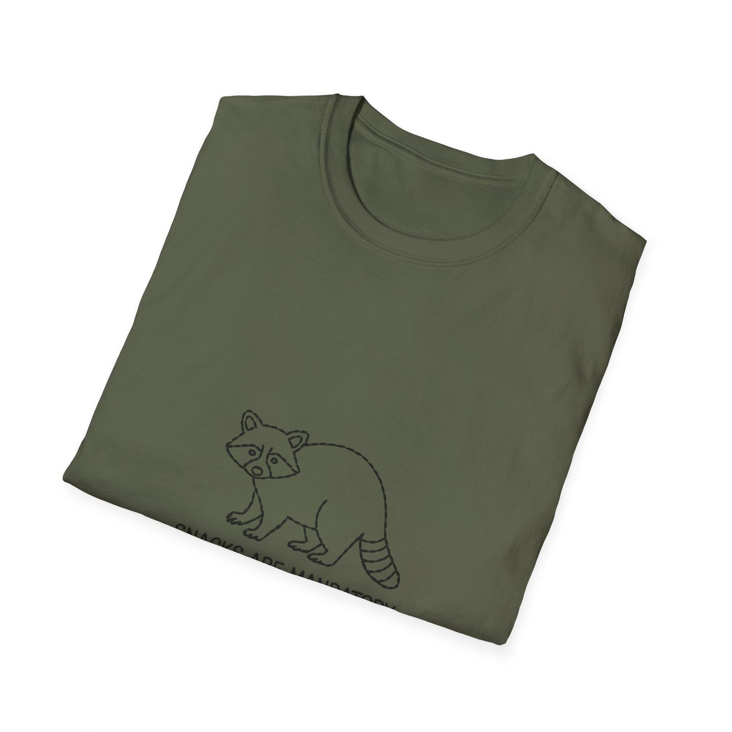 Hilarious Raccoon "Snacks Are Mandatory" T-Shirt | Funny Food Lover Tee | Cute Animal Gift