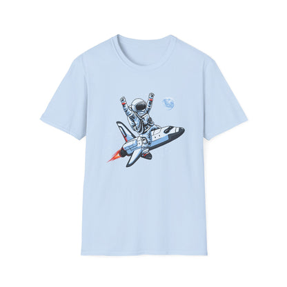 Blasting Off! Epic Astronaut Space Shuttle T-Shirt | Dynamic Galactic Adventure Tee for Space Lovers