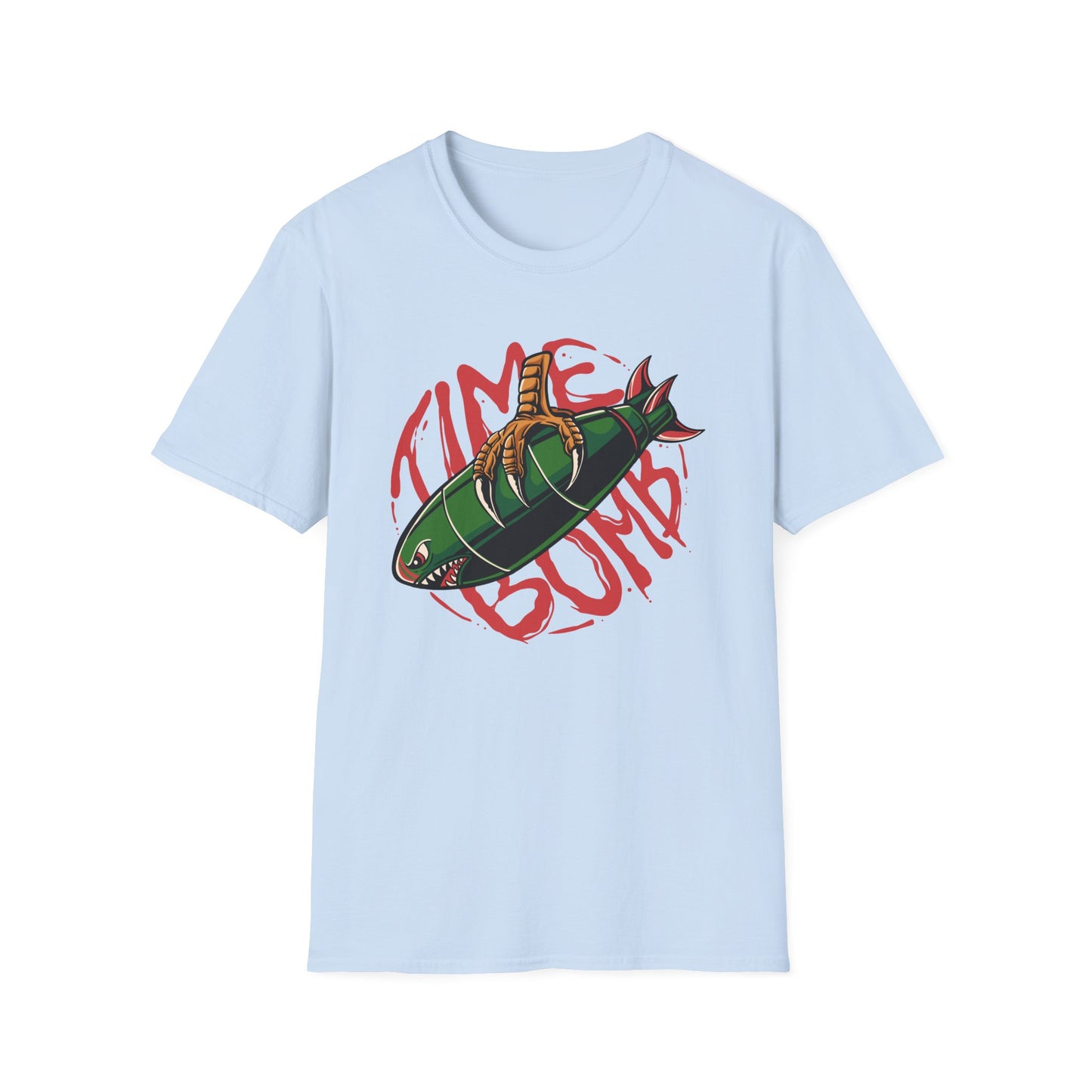 Bold Time Bomb Shark Missile T-Shirt | Edgy Tattoo Style Graphic Tee | Unleash Your Unique Statement