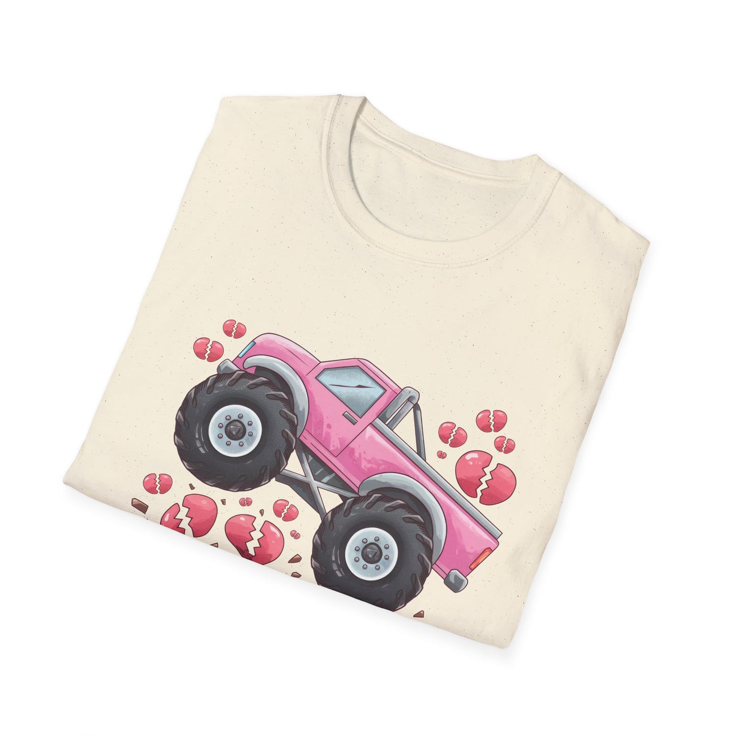 Epic Heart Crusher Monster Truck T-Shirt | Anti-Valentine's Day Breakup Tee | Sarcastic Love Humor Top