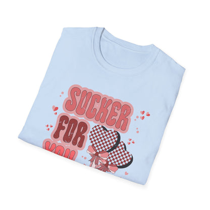 Sweet Sucker For You T-Shirt | Retro Checkered Heart Lollipops | Valentine's Day Love Gift | Adorable & Trendy Romantic Tee