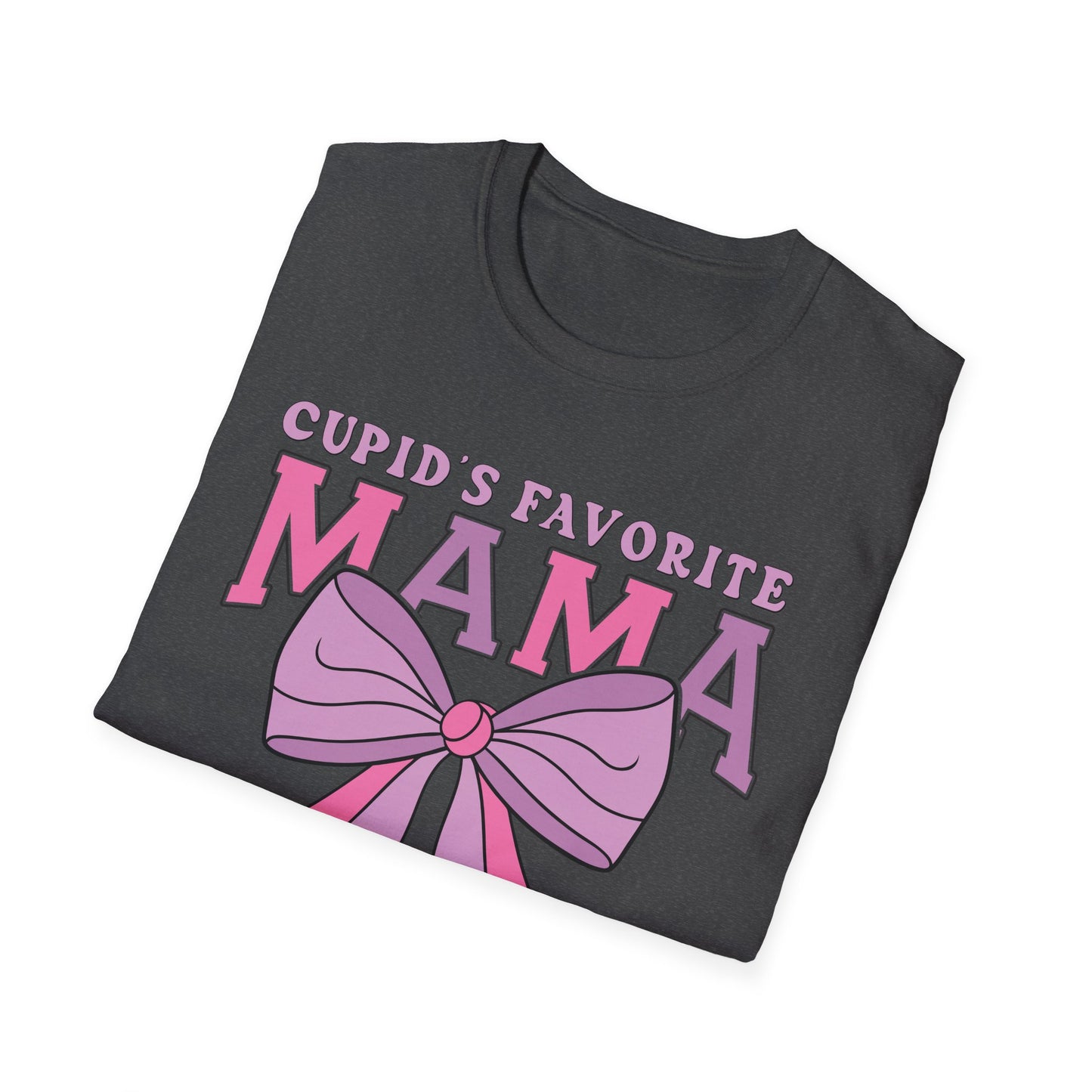 Cupid's Favorite Mama T-Shirt | Unique Valentine's & Mother's Day Gift for Her | Cute Pink Bow Graphic Tee