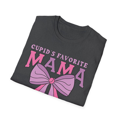 Cupid's Favorite Mama T-Shirt | Unique Valentine's & Mother's Day Gift for Her | Cute Pink Bow Graphic Tee