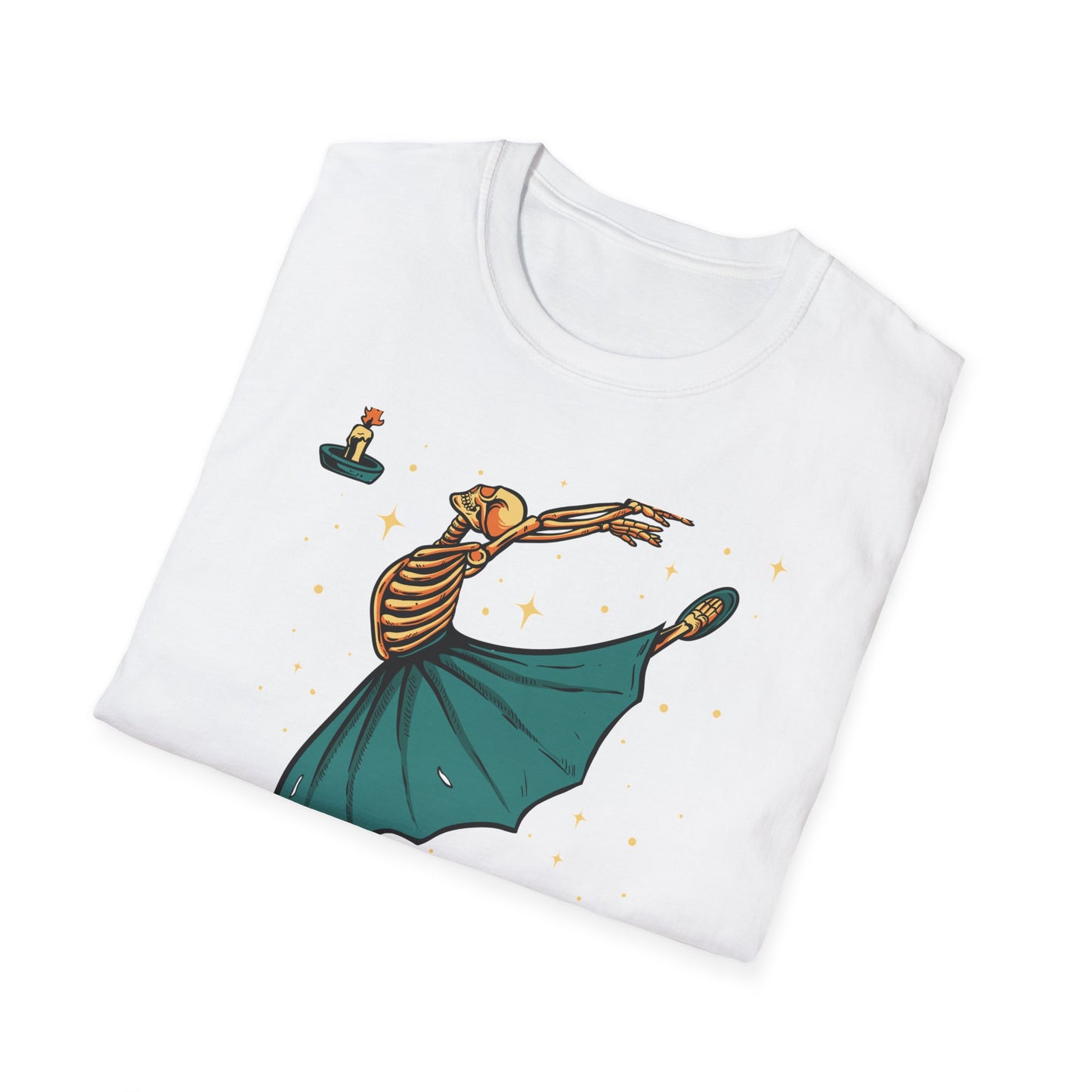 Enchanting Skeleton Ballerina T-Shirt | Mystical Dance Goth Tee | Unique Spooky Chic Apparel for Halloween & Beyond