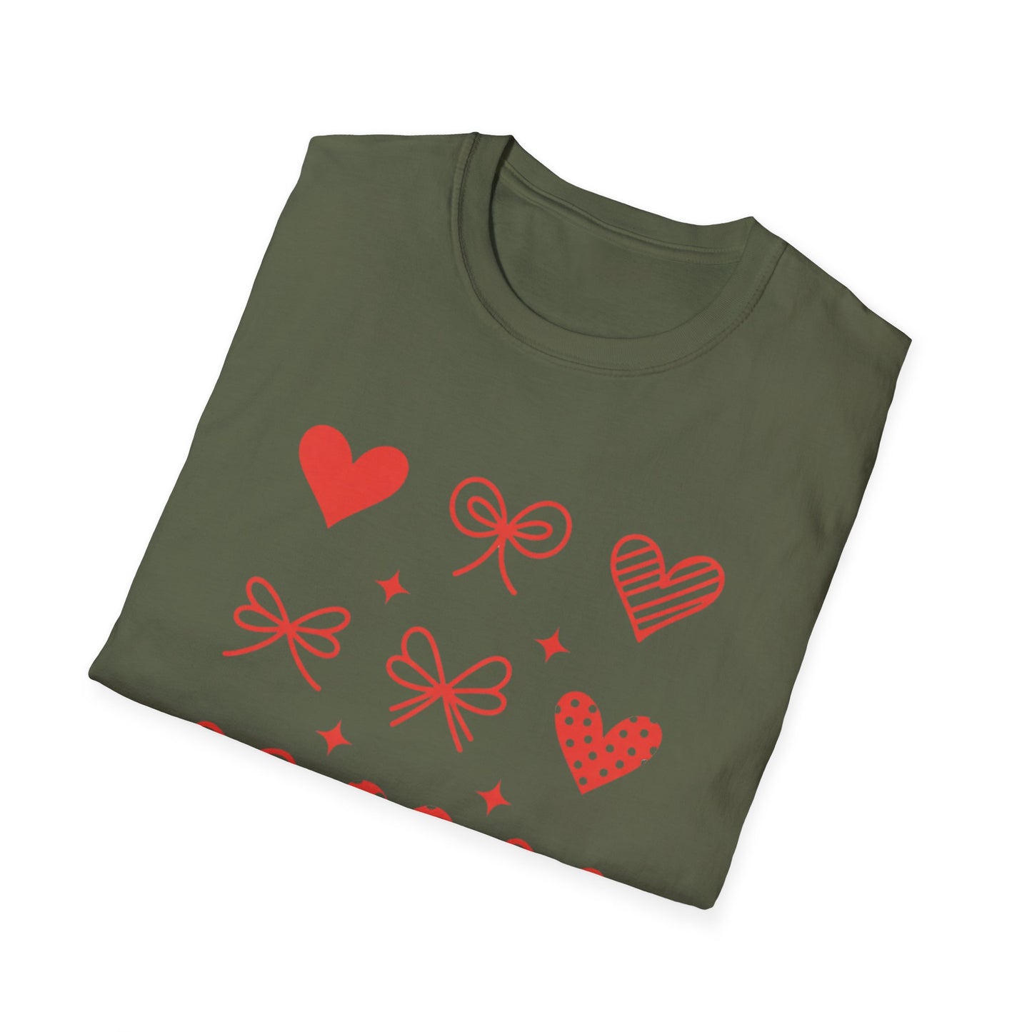 Adorable Valentine's Day Hearts & Bows T-Shirt | Sweet Romantic Love Graphic Tee for Women, Girls & Teens