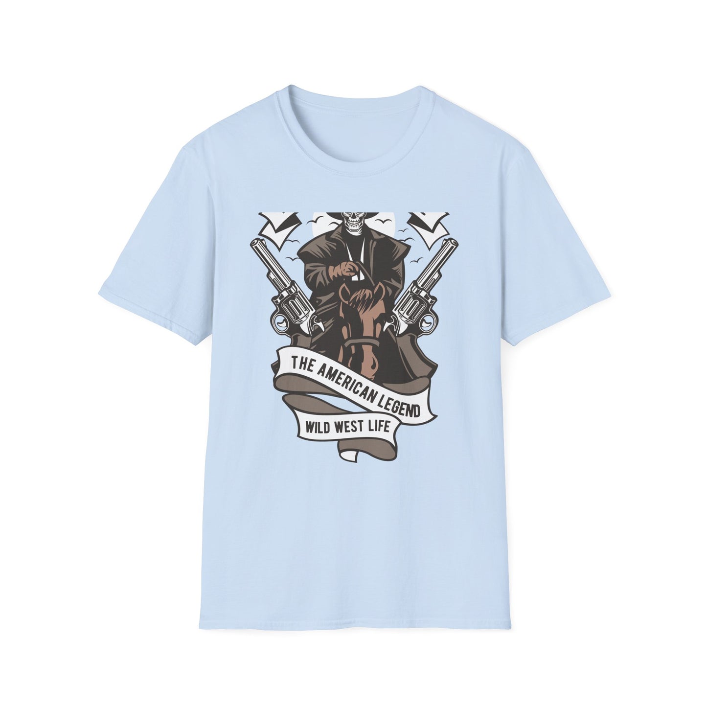 Legendary Wild West Skeleton Cowboy T-Shirt - Iconic American Legend & Vintage Outlaw Rider Tee for Men, Epic Western Culture Fan Gift