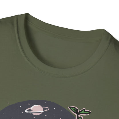 Resilient Space Bloom Astronaut Helmet T-Shirt | Unique Cosmic Growth Graphic Tee for Nature & Sci-Fi Lovers