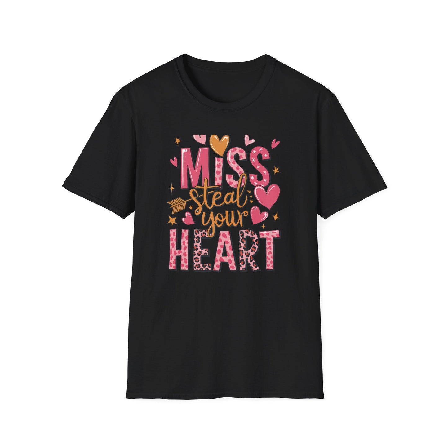 Miss Steal Your Heart T-Shirt | Adorable Valentine's Day Love Tee | Pink Leopard Print & Cupid's Arrow Shirt