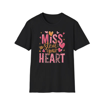 Miss Steal Your Heart T-Shirt | Adorable Valentine's Day Love Tee | Pink Leopard Print & Cupid's Arrow Shirt