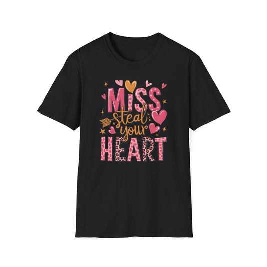 Miss Steal Your Heart T-Shirt | Adorable Valentine's Day Love Tee | Pink Leopard Print & Cupid's Arrow Shirt