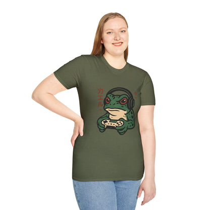 Dark Gamer Frog Headphones Graphic T-Shirt