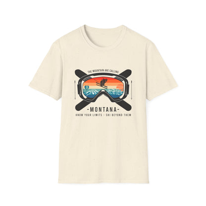 Epic Montana Ski Goggles T-Shirt - Vintage Sunset Mountain Adventure Tee for Skiers & Winter Sports Fans | The Mountain Are Calling