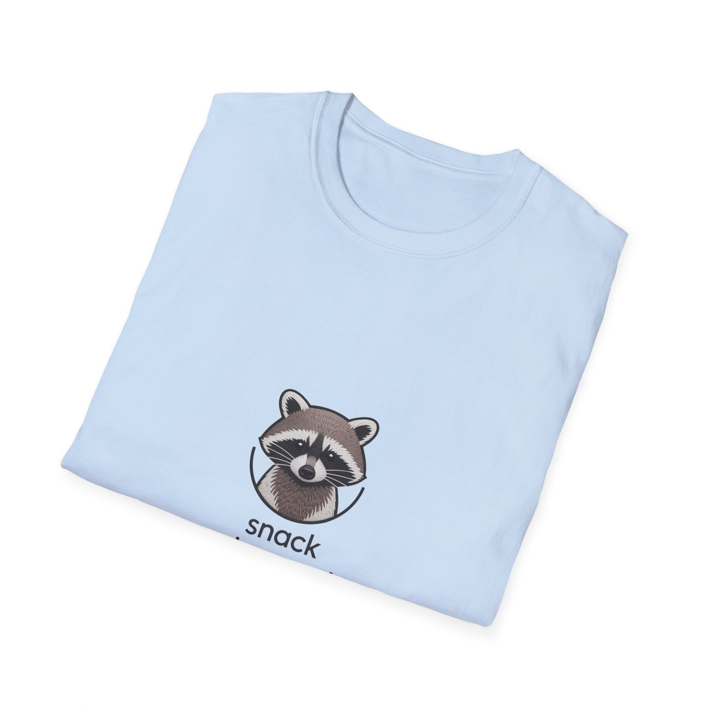 Snack Obsessed Raccoon T-Shirt - Adorable Embroidered Look Tee for Foodie Animal Lovers | Funny Wildlife Fan Gift