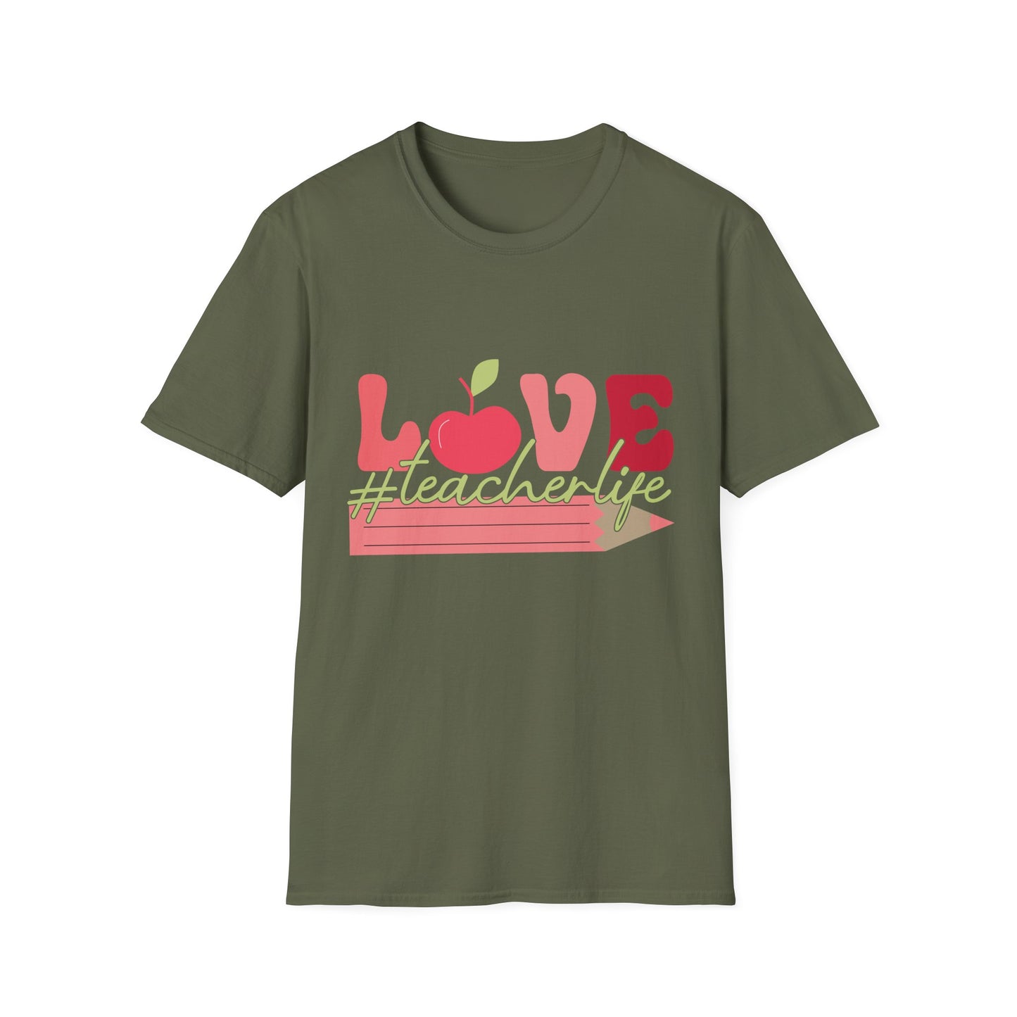 LOVE #teacherlife Apple & Pencil T-Shirt – Adorable & Unique Tee for Educators, Teachers, & School Staff | Perfect Appreciation Gift!