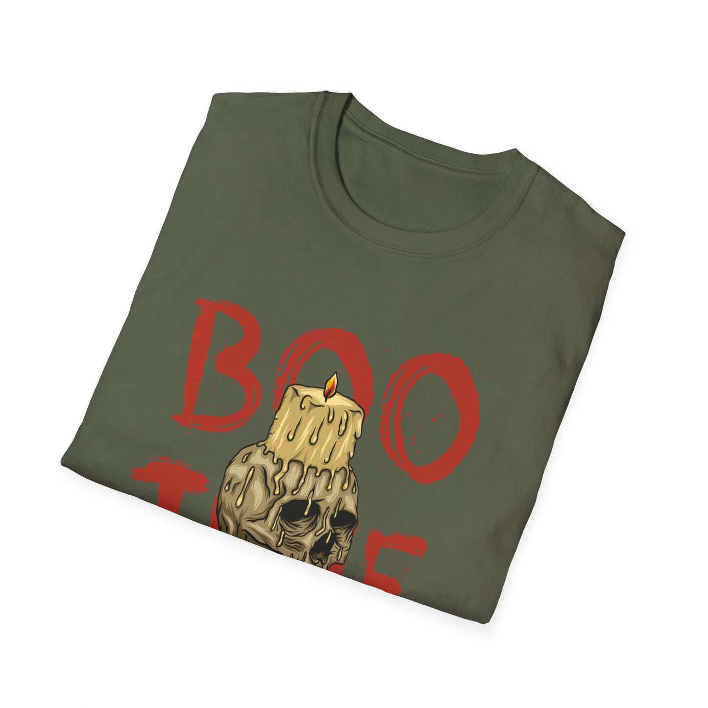Spooky 'Boo Time' Skull Candle Halloween T-Shirt | Hauntingly Cool Graphic Tee for Men & Women | Unique Gothic Fall Apparel