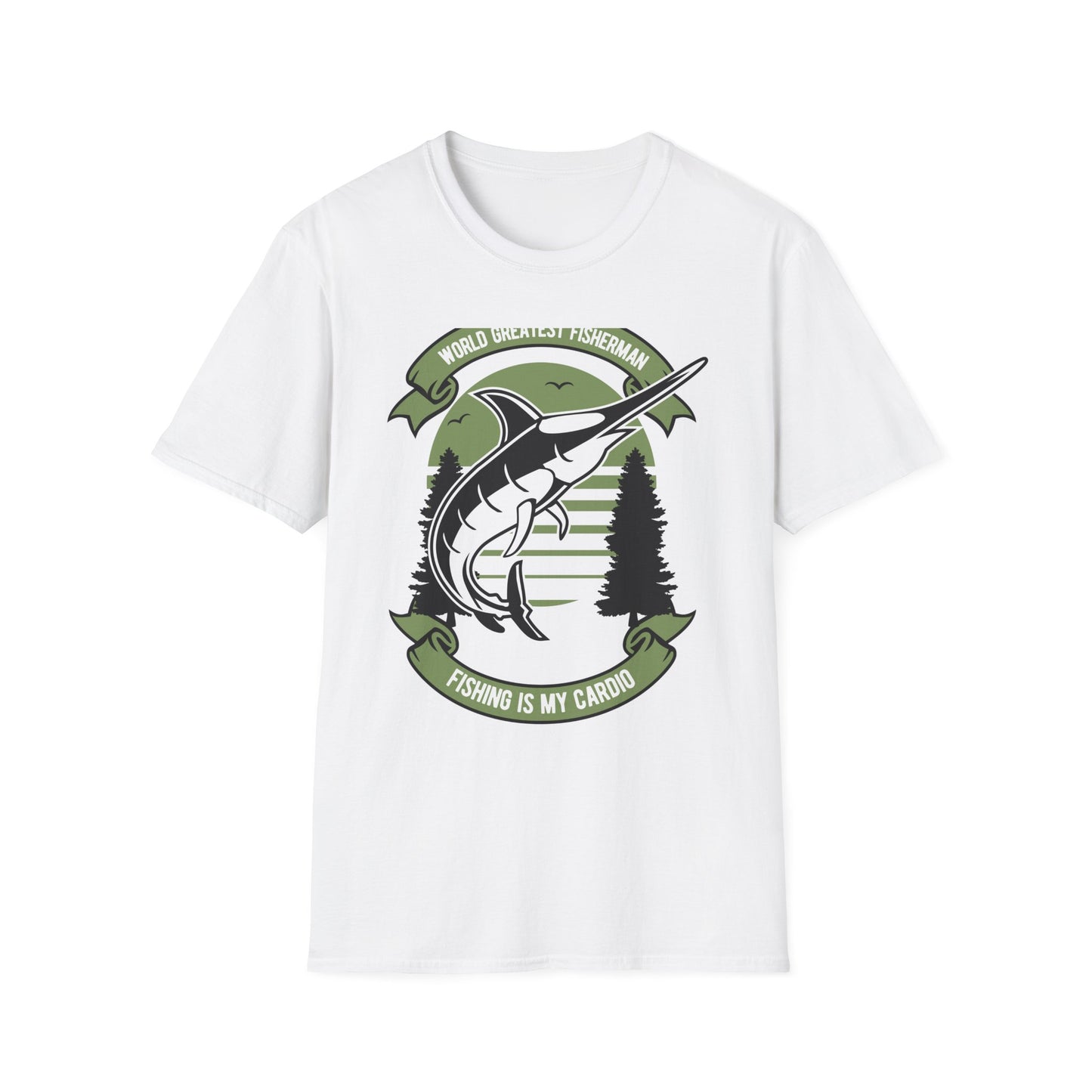 Epic World's Greatest Fisherman Marlin T-Shirt - 'Fishing Is My Cardio' Angler Tee Gift for Dad & Deep Sea Enthusiasts