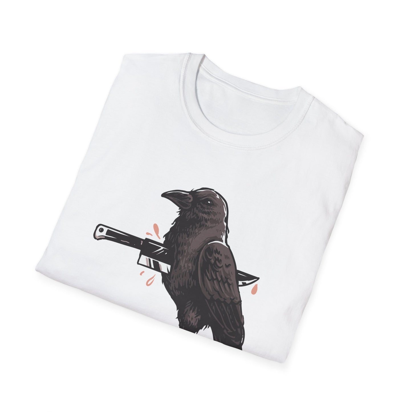Bold Stabbed Raven T-Shirt - Unique Gothic Crow Design. Embrace Dark Aesthetics with this Edgy Statement Tee!