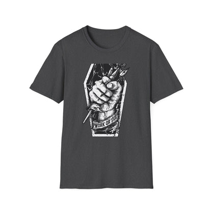 Unleash Creative Hustle: "Work or Die" Artist T-Shirt - Bold Grunge Art & Design Statement Tee