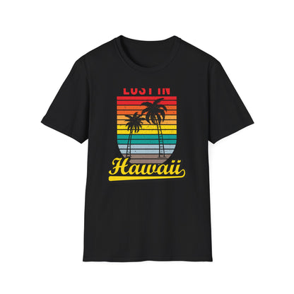 Lost In Hawaii T-Shirt | Retro Sunset Palm Trees Beach Vacation Tee | Trendy Island Life Souvenir Gift Top