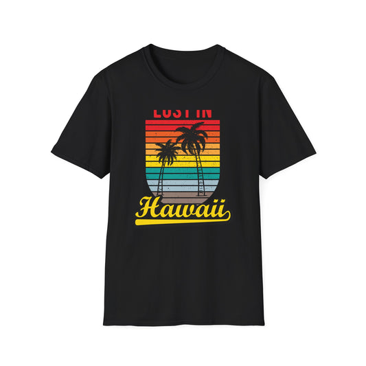 Lost In Hawaii T-Shirt | Retro Sunset Palm Trees Beach Vacation Tee | Trendy Island Life Souvenir Gift Top