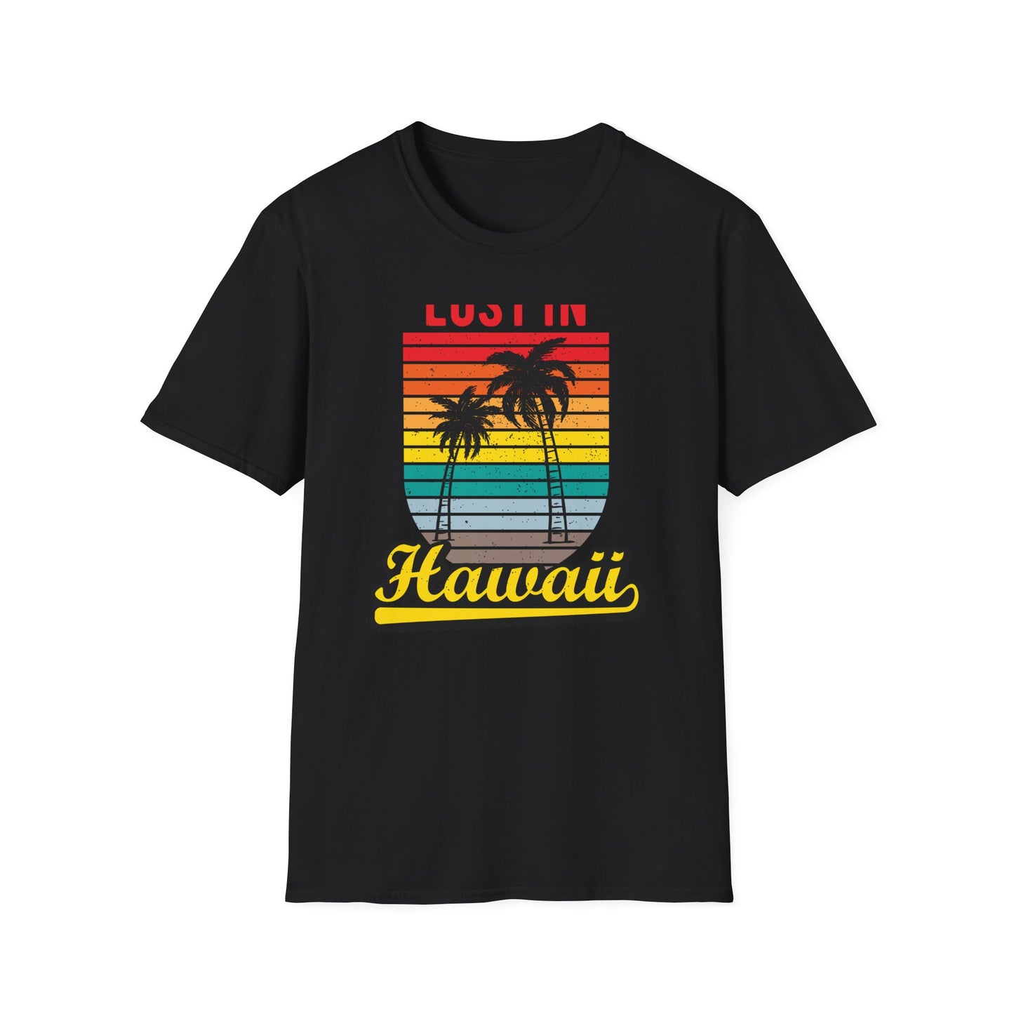 Lost In Hawaii T-Shirt | Retro Sunset Palm Trees Beach Vacation Tee | Trendy Island Life Souvenir Gift Top
