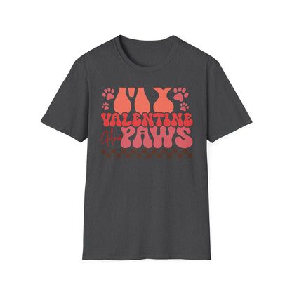 My Valentine Has Paws T-Shirt | Groovy Retro Pet Lover Tee | Adorable Dog Mom Cat Owner Gift