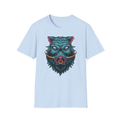 Fierce Wild Boar T-Shirt | Mystic Cyberpunk Hog Head Tee | Bold Streetwear Animal Art | Unique Tattoo Style Gift