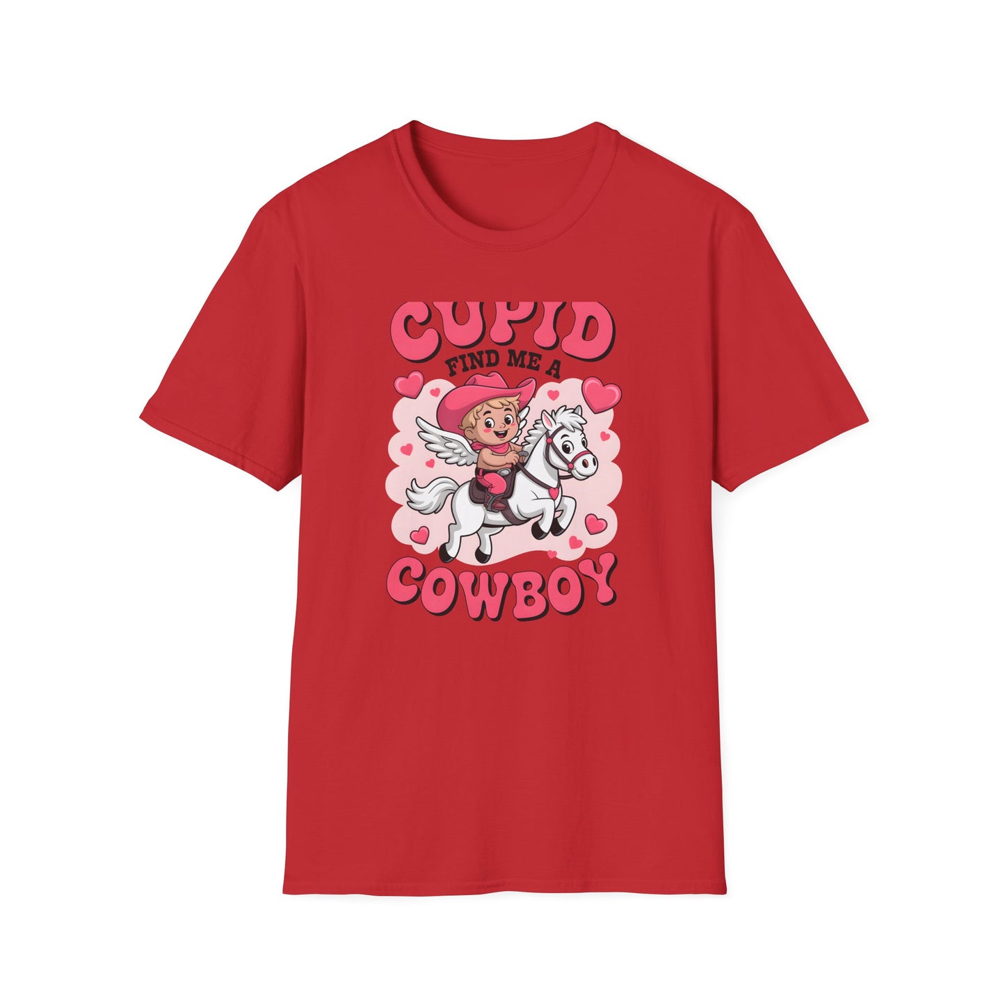 Adorable Cupid Find Me A Cowboy T-Shirt - Cute Valentine's Day Western Love Tee | Funny Rodeo Romance Shirt for Women