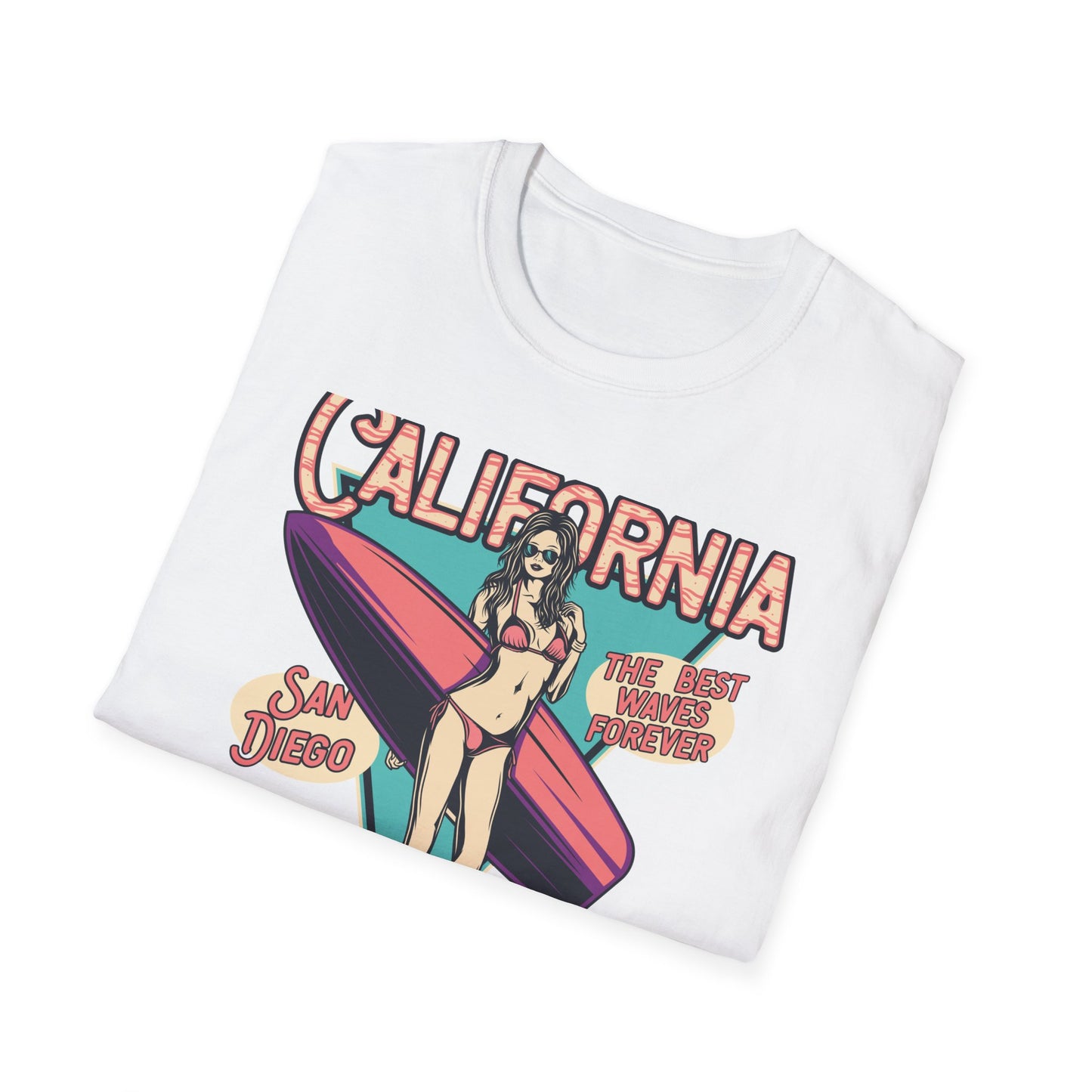 California Surfing Paradise T-Shirt | Retro San Diego Beach Babe Tee - Iconic Summer Waves & Vacation Apparel