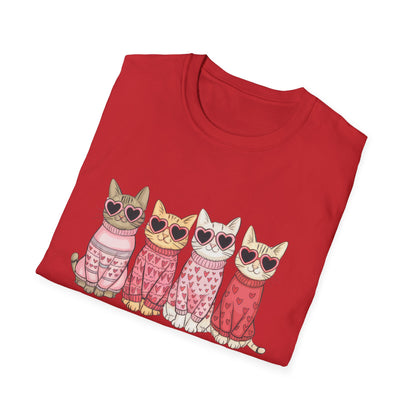 Purrfect Happy Meowwventine's T-Shirt | Adorable Cats with Heart Sunglasses | Unique Valentine's Day Gift for Cat Lovers