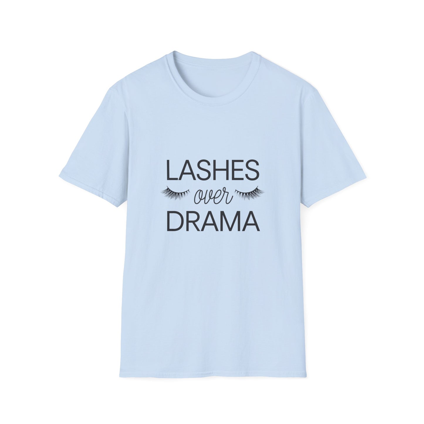 Fabulous "LASHES over DRAMA" T-shirt - Chic Eyelash Design Tee for Makeup Lovers & Beauty Queens - Empowering Gift