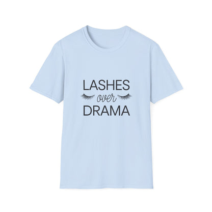 Fabulous "LASHES over DRAMA" T-shirt - Chic Eyelash Design Tee for Makeup Lovers & Beauty Queens - Empowering Gift