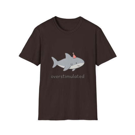 Overstimulated Shark Funny Graphic T-Shirt