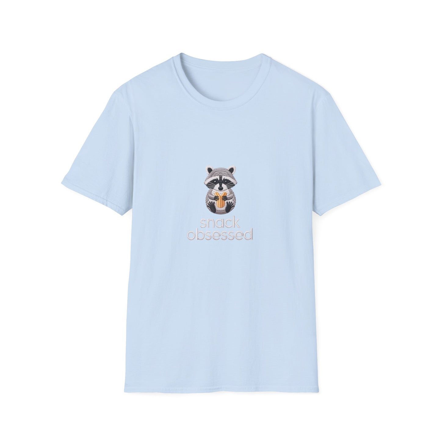 Adorable 'Snack Obsessed' Raccoon T-Shirt - Funny Animal Foodie Tee for Ultimate Comfort & Style!