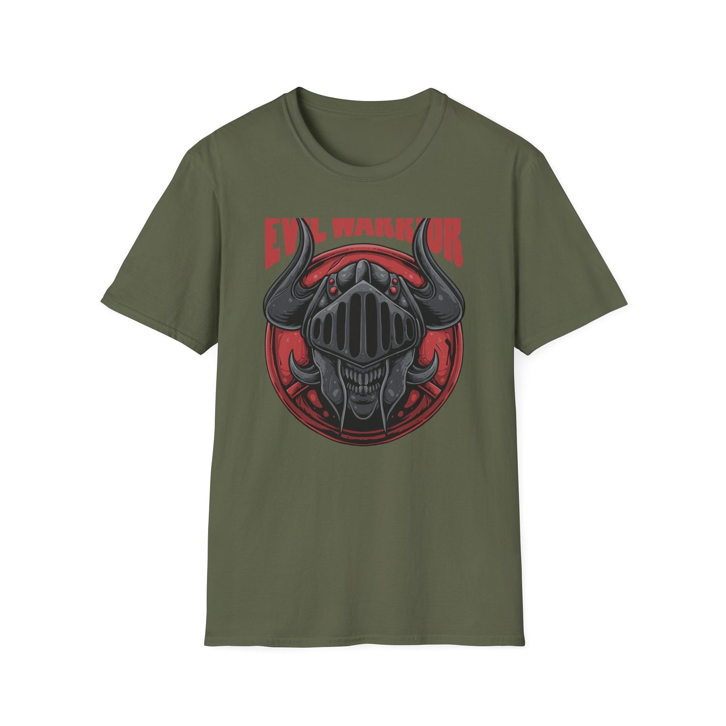 Epic Evil Warrior Horned Helmet T-Shirt | Menacing Dark Fantasy Skull Tee | Gamer Goth Apparel