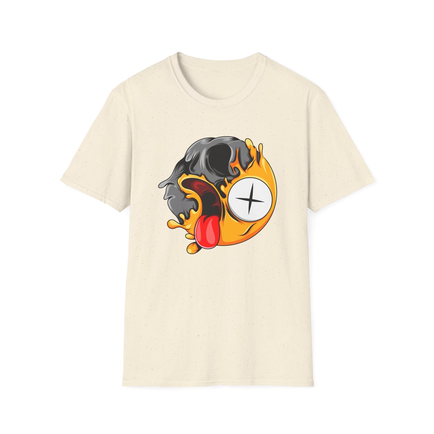 Vibrant Melting Skull Zombie Emoji T-Shirt | Edgy Streetwear Monster Tee | Unique Graphic Art Statement Apparel