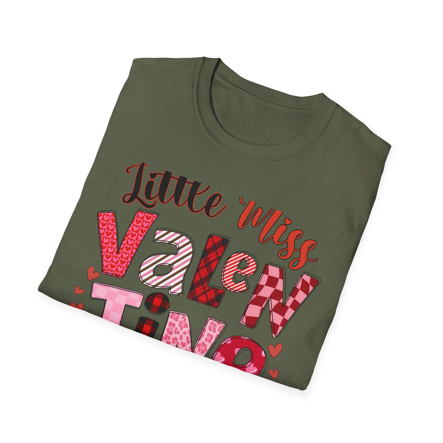 Charming Little Miss Valentine T-Shirt | Girls' Trendy Mixed Pattern Heart Day Tee