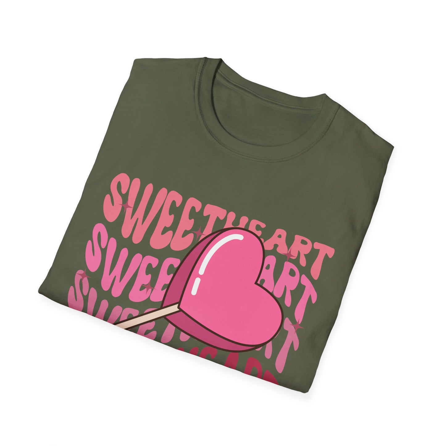 Charming Sweetheart Heart Lollipop T-Shirt - Groovy Retro Valentine's Day Gift for Her!