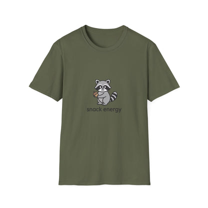 Adorable Raccoon Snack Energy T-Shirt | Cute Acorn Lover Tee | Irresistible Comfy Animal Graphic Shirt for Daily Boost