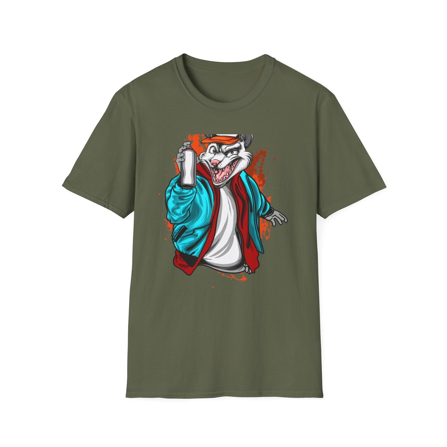 Unleash Your Inner Rebel: Epic Graffiti Rat T-Shirt - Bold Street Art Rodent Design with Spray Can for Urban Style