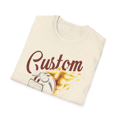 Custom Build & Repair T-Shirt | Vintage Biker Skull Flames Tee | Iconic Mechanic & Hot Rod Enthusiast Apparel