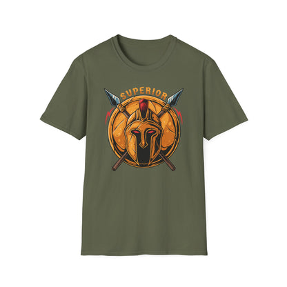 Superior Spartan Warrior T-Shirt: Epic Greek Helmet & Spears Design - Unleash Your Inner Strength