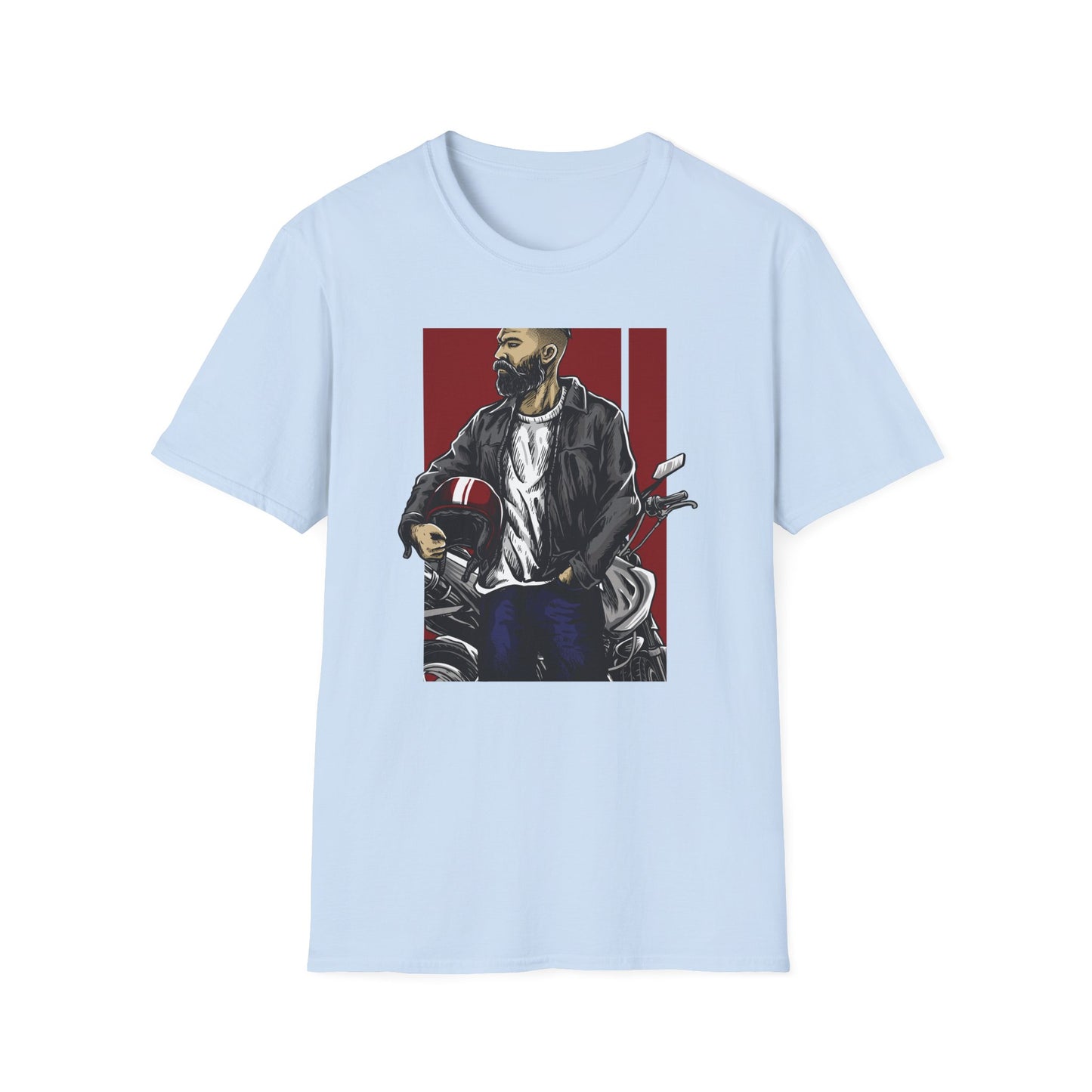 Epic Bearded Biker T-Shirt for Men | Stylish Motorcycle Rider Tee | Cafe Racer Lifestyle | Ultimate Freedom Ride Apparel Gift