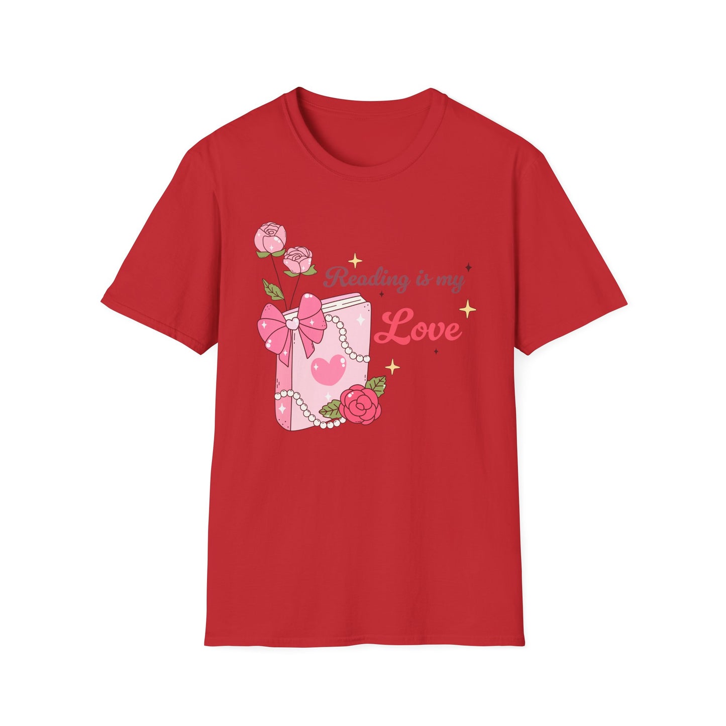 Enchanting "Reading is my Love" T-Shirt for Bookworms | Cute Pink Book & Roses Tee | Ultimate Gift for Avid Readers