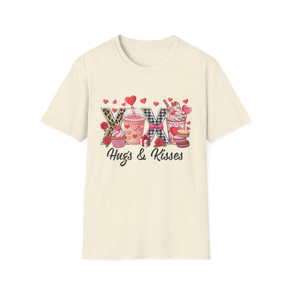 Chic Valentine's Day T-Shirt | Sweet Treats & Love Hearts Graphic Tee | Leopard Gingham Cupcake Macaron Frappuccino